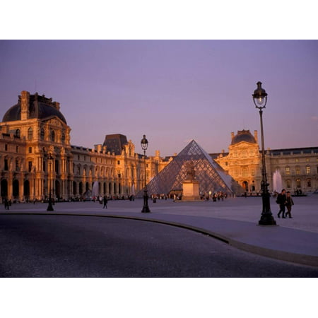Le Louvre Museum and Glass Pyramids, Paris, France Print Wall Art By David