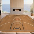 thumbnail image 2 of Design&I 8'x10' Washable Area Rug Sleek Flatweave Pet Friendly Athletic Mirrored Arcs Bold Stripe Border Center Repeating Basketball Flowing for King Size Bedroom, Under Bed, 2 of 7