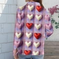 thumbnail image 4 of Dwralegc Valentine Shirts Women Long Sleeve Button Down Tops Casual Plus Heart Graphic Blouses Dressy Lightweight Holiday Shirts Purple M, 4 of 5