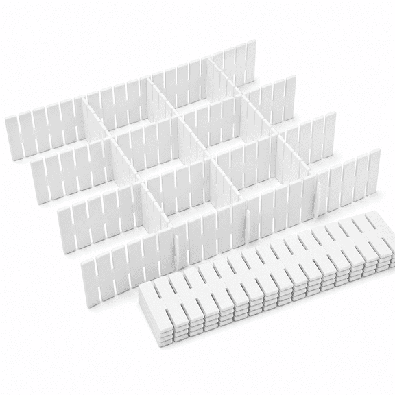 Drawer Dividers 16 Pack, 14.6x2.8 Inch Interlocking Plastic Organizer Partition, Adjustable DIY Customizable Separator for Socks Underwear Clutter