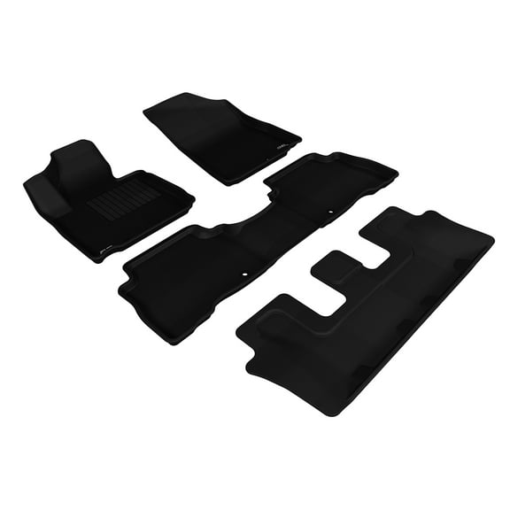 3D MAXpider Complete Set Custom Fit All-Weather Floor Mat for Select Kia Sorento Models - Kagu Rubber (Black)