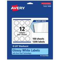 Avery Glossy White Starburst Labels, 2.25", 1,200 Total