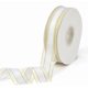 thumbnail image 1 of Cinta de organza blanca de 1 pulgada y 50 yardas con borde dorado, transparente, suave y lisa, rollos de cinta de gasa con carrete., 1 of 9
