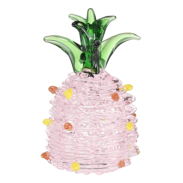 Figurita de Piña de Cristal Uxcell, 1.6" Adorno de Fruta de Vidrio Artificial, Pisapapeles de Cristal Mini, Adornos Coleccionables de Vidrio para Decoración de Centro de Hogar y Oficina, Rosa Verde