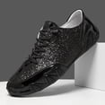 thumbnail image 2 of Black Glitter Sneakers for Women Men Unisex Sparkly Low Top Lace Up Casual Party Festival Shoes with Metallic Accents Non-Slip Sole,Size 5.5, 2 of 7