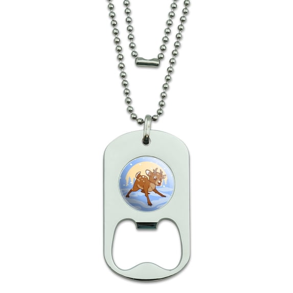 Baby Reindeer Christmas Holiday Military Dog Tag Bottle Opener Pendant