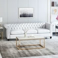 thumbnail image 2 of GDF Studio Zyiere Tufted Chesterfield Faux Leather 3 Seater Sofa, White and Dark Brown, 2 of 11