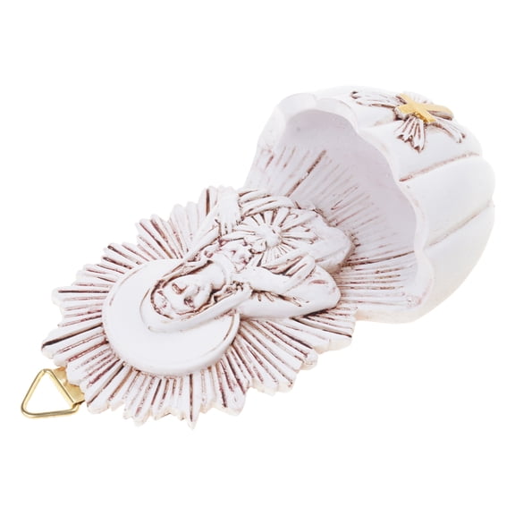 Artistic Sacred Holy Water Font Key Container with Hook Religious Wall Decors for Secure Key Holding and Home Decoration