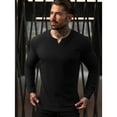 thumbnail image 3 of Ambiloof Men's Slim Fit Muscular V-Neck Casual T-Shirt, Long Sleeve, Stylish Business Top Basic T-Shirt Black/2XL, 3 of 7