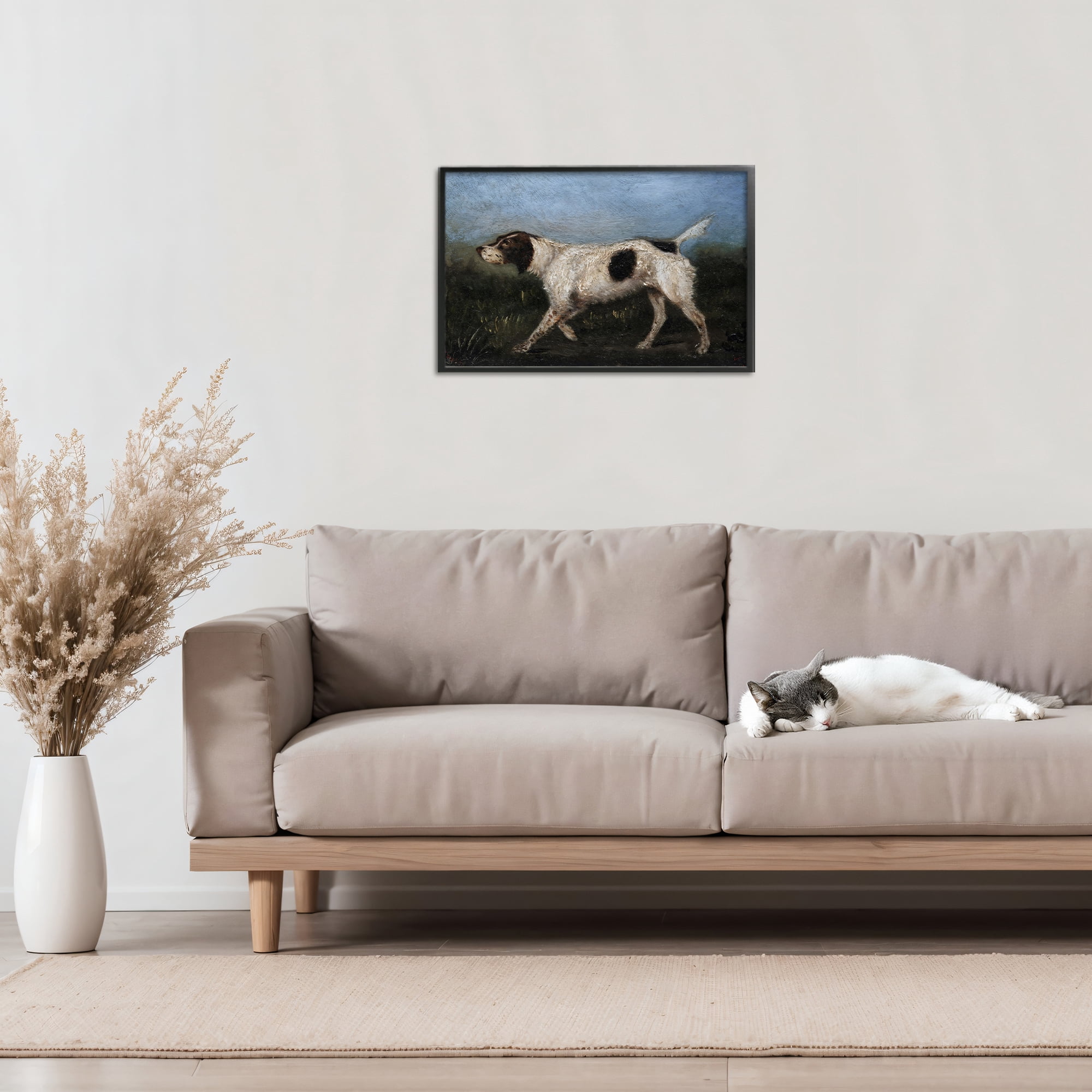 Stupell Industries Alert Hunting Dog in Field Black Framed Giclee Art, design by Arlington Prints