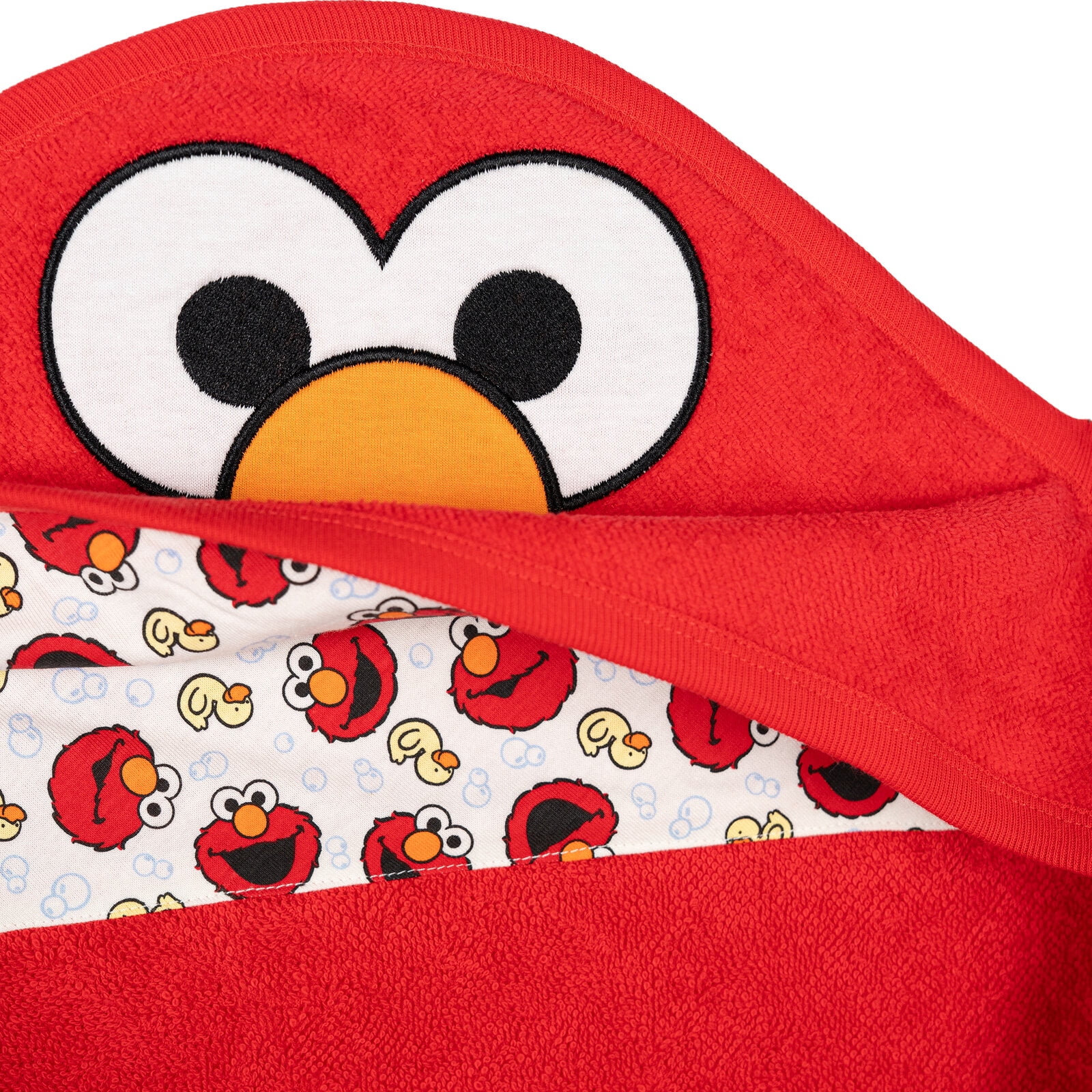 Sesame Street Baby Boys' Cotton Character Hooded Towel with Corner Pockets Red Elmo