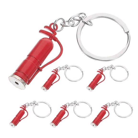 Masteelf 6pcs Firefighter Keychain Key Hanging Prop Mini Fire Extinguisher Keychain Keyring Decor Decorative Key Chain Bag Hanging Pendant