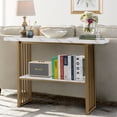 thumbnail image 3 of Mesa de Consola Costway Almacenamiento 2 Niveles Blanco y Dorado, 3 of 5
