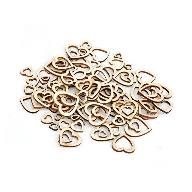 Corazones de Madera Abalorios de Corazón Pequeño con Agujero para el Hogar Pequeñas Formas Dispersas Metal Plano y en Forma de Estrellas para Manualidades Flores de Madera ANGGREK Otros