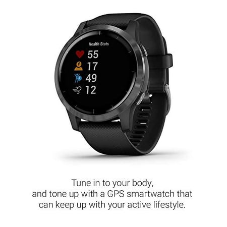 Garmin 010-02174-01 Vivoactive 4, GPS Smartwatch, Features Music, Body Energy Monitoring, Animated Workouts, Pulse Ox Sensors and More, Silver with Gray Band