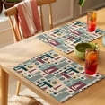thumbnail image 4 of Nautical Ship Checked Placemats Set of 6 Teal Coastal Sailboat Anchor Place Mats Indoor Wipeable Table Mats Washable Cloth Dining Table Placemats for Kitchen Holiday Party Home Decor 13x19 Inch, 4 of 9