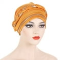 thumbnail image 4 of BKQCNKM Headbands for Women Headband for Washing Face Women Braid Hat Muslim Ruffle Cancer Turban Wrap Cap Headbands, Yellow One Size, 4 of 4