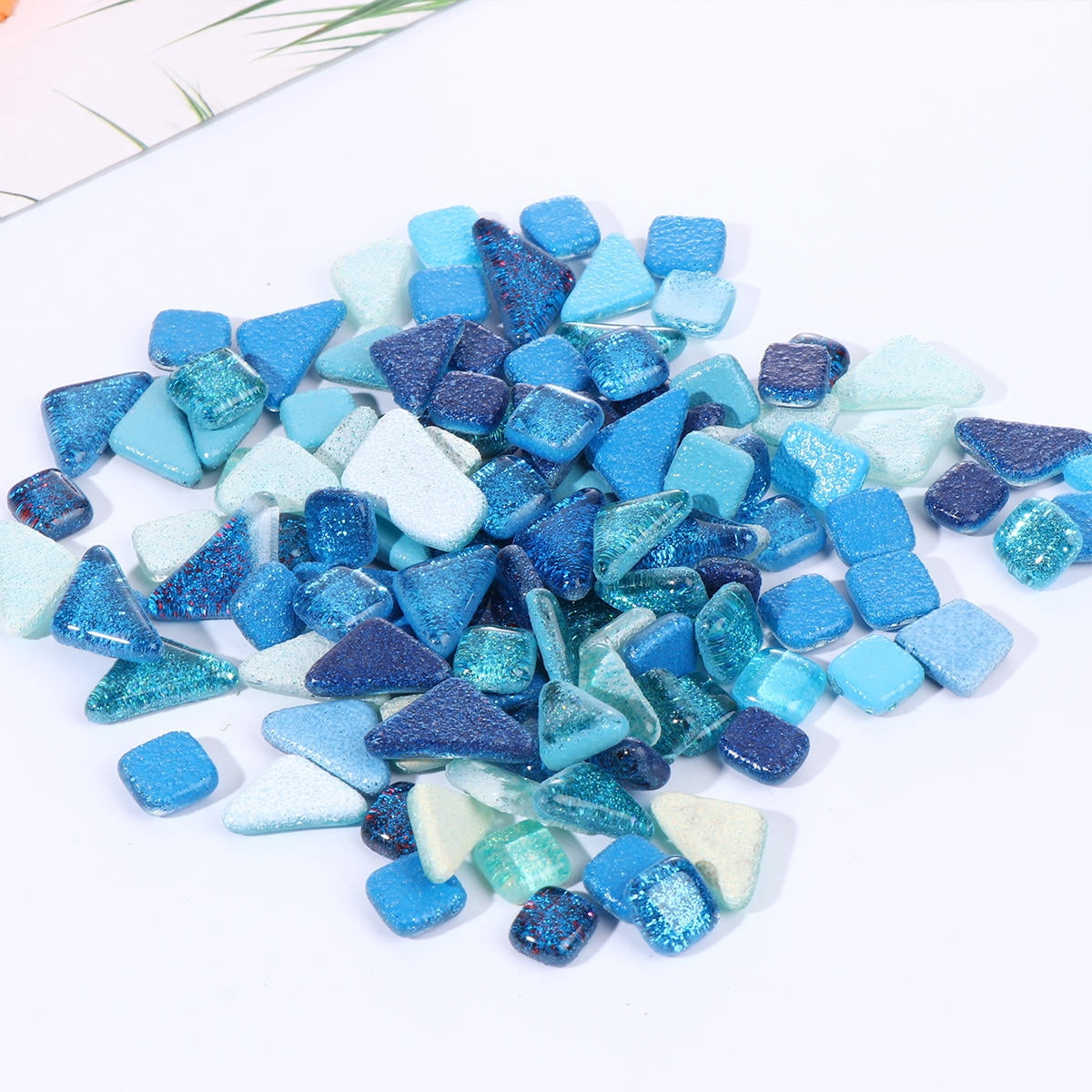 WRISTBIQUE Decorative Tile Blue Crystal Glass For Craft Enthusiasts Home Decoration 1 Set