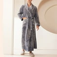 thumbnail image 4 of TIWEKE New Winter Warm Cozy Men's Large Size Bathrobe Long Winter Thickening (Grey,3XL), 4 of 5