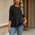 thumbnail image 6 of Towmus 3/4 Length Sleeve T Shirts Crew-Neck Casual Womens Blouses Elbow Business Dressy Shirts for Women Ladies Summer Tops, 6 of 6