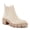 milky white, variant on Women  slip-on Chelsea boots with a chunky block heel and non-slip serrated sole.
