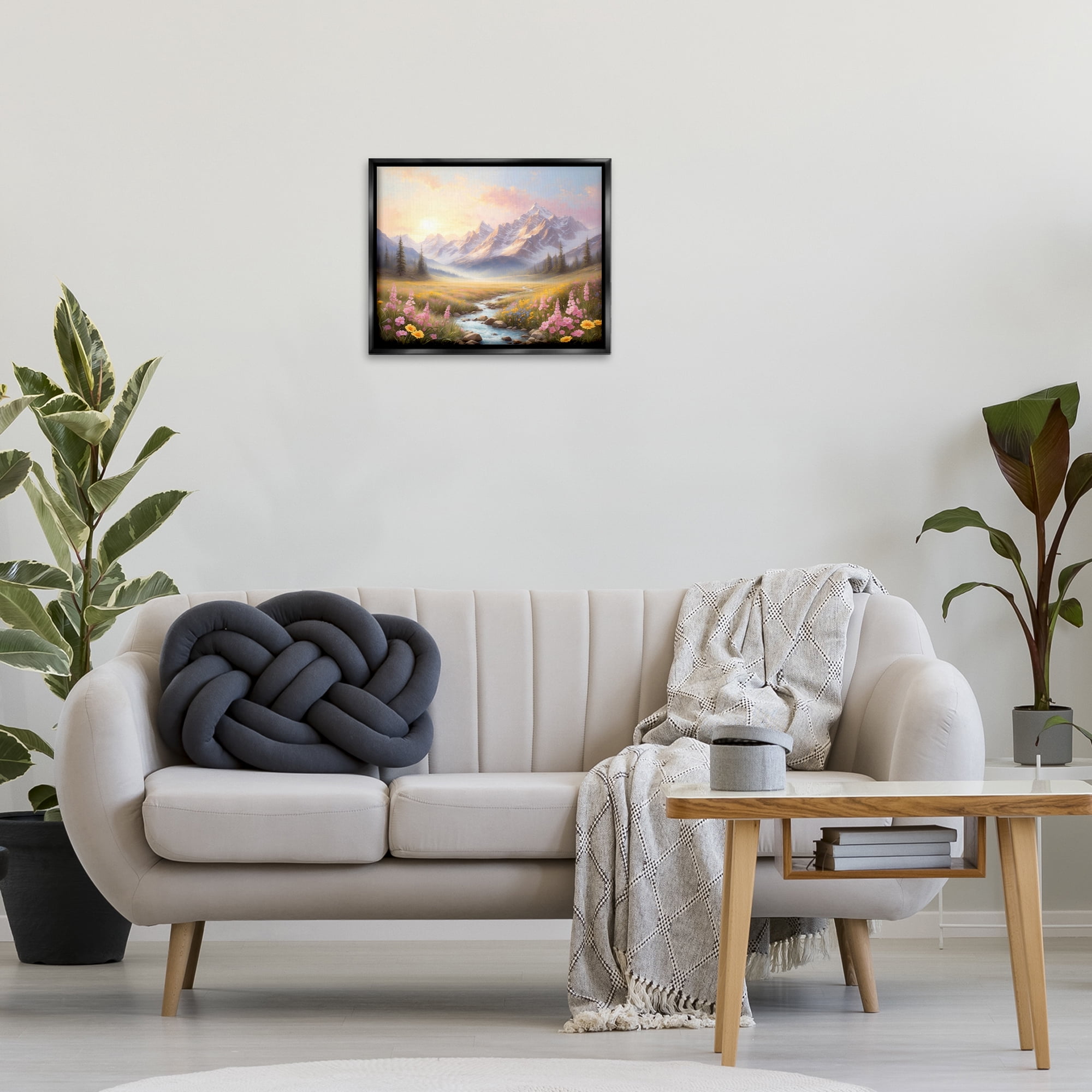 Stupell Industries Gentle Dawn Landscape Landscape Painting Black Floater Framed Art Print Wall Art, 21 x 17