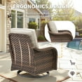 thumbnail image 4 of Planntonneo Patio Wicker Swivel Rocker Set of 3, Outdoor Rocking Chairs with Rattan Table for Balcony Deck Backyard, Beige Cushions, 4 of 11