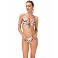 thumbnail image 4 of SAYFUT Juniors' Bikini Set Retro Floral Printing Push Up Padded Halter Swimsuit Bathing Suits Swimwear, 4 of 7