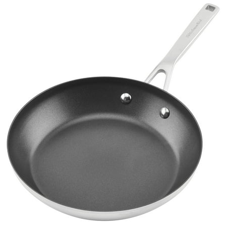 KitchenAid 3-Ply Base Stainless Steel Nonstick Frying Pan, 9.5-Inch, Brushed Stainless Steel - Brushed Stainless Steel