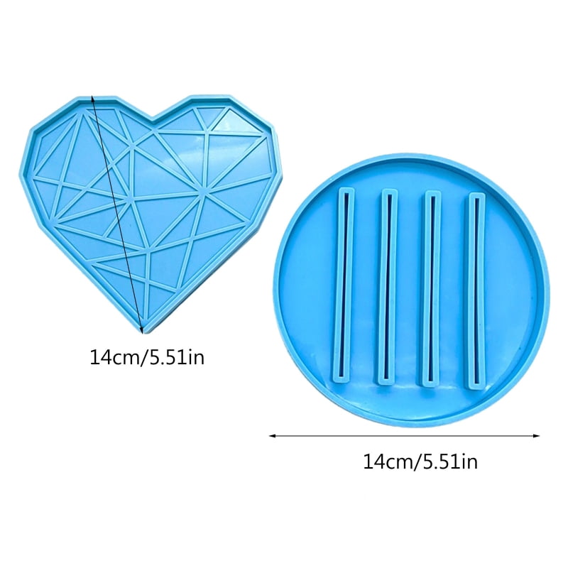 Coaster Resin Molds Set Silicone Coaster Storage Rack Mold Heart Silicone Epoxy Casting Mold for DIY Art Craft Cup Mats