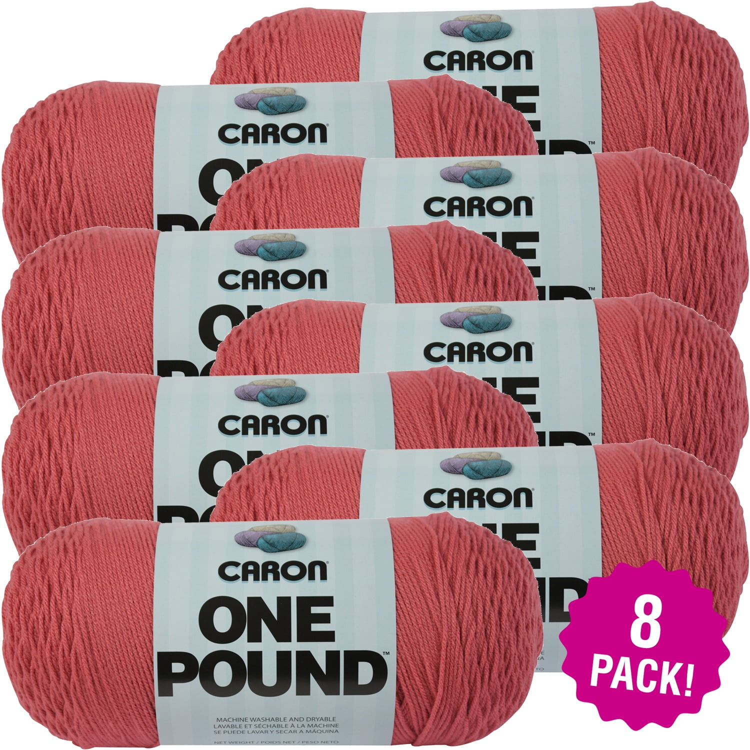 Caron One Pound Yarn Rose, Multipack of 8