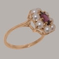 thumbnail image 3 of LBG British Made 14k Rose Gold Natural Garnet & Cultured Pearl Womens Cluster Ring - 33 size options - Size 5.25, 3 of 6