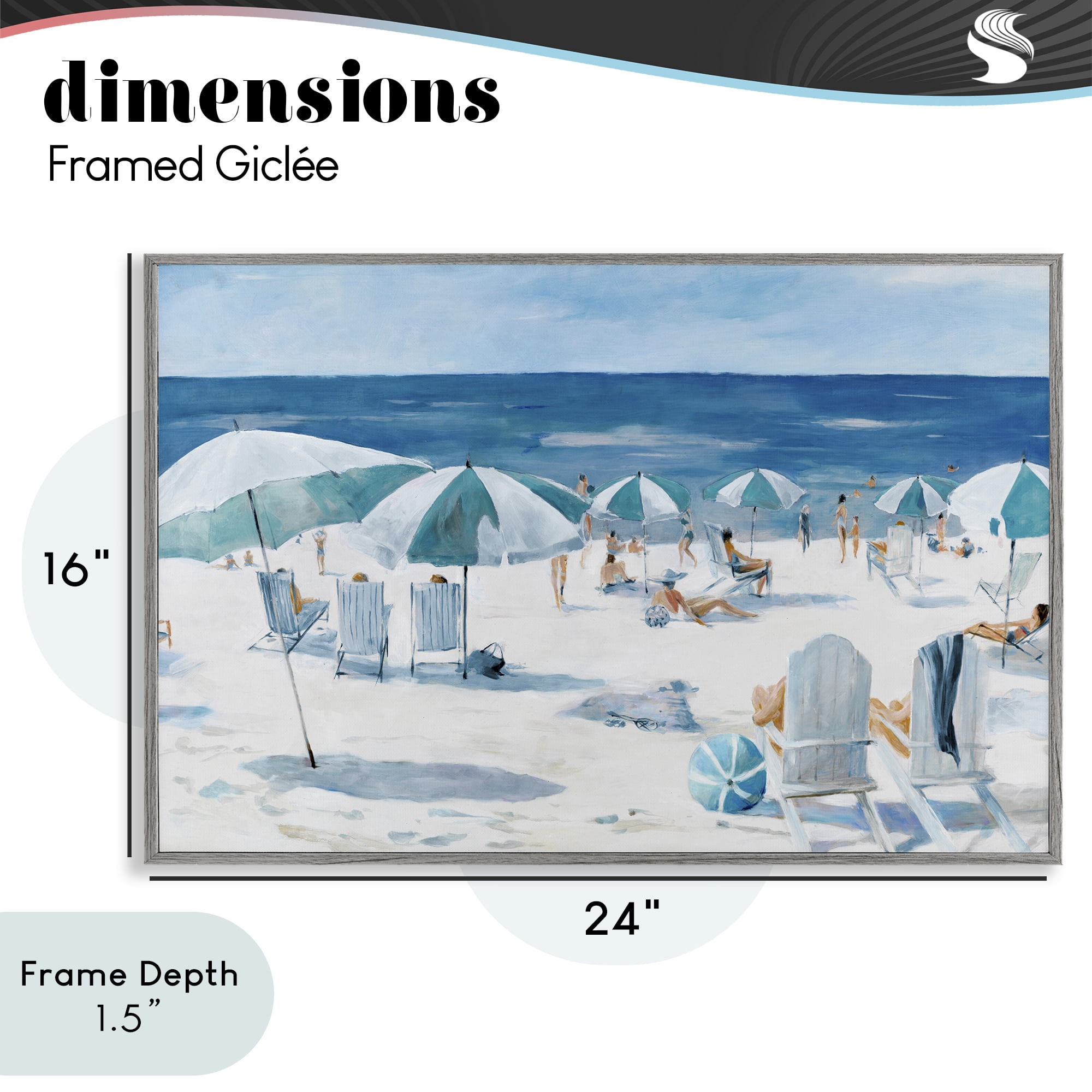 Stupell Industries Umbrella Beach Coastal Scene Gray Framed Giclee Art, design by Lorenzo Collective
