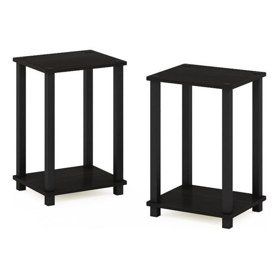Maklaine Contemporary End Table in Small in Set of 2 in Espresso/Black
