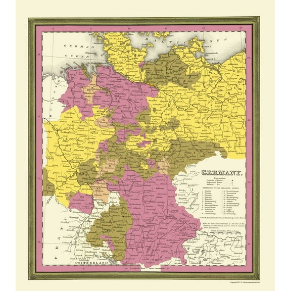 Historic Map - Germany - Tanner 1836 - 23 x 25.80 - Vintage Wall Art