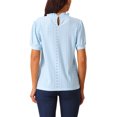 thumbnail image 3 of INSPIRE CHIC Women's Puff Sleeve Eyelet Tops Back Button Down Dressy Casual Ruffle Neck Blouses, 3 of 4