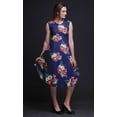 thumbnail image 3 of Bimba Blue Peony & Anemone Floral Printed Knee Length Ladies Sleeveless Holiday Wear Tank Dress-X-Large, 3 of 6