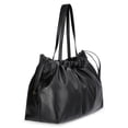 thumbnail image 3 of Scoop Women's Faux Leather Oversized Drawstring Pouch Tote, Black, 3 of 7