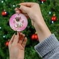 thumbnail image 4 of Faith Love Hope Pug Breast Cancer Awareness Survivor Ceramic Round Ornament Dog Lover Gifts Home Tree Decor - 02017, 4 of 5