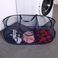 thumbnail image 4 of Laundry Basket Collapsible Laundry Bag Home Storage Three-Grid Storage Basket Black, 4 of 12