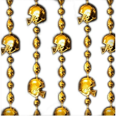 Football Helmet Bead Necklaces, Gold - Pack of 12