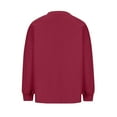 thumbnail image 6 of YUGYXL Womens Long Sleeves Sweatshirts Casual Round Neck Solid Color Sweatshirts with Pockets Fall Dressy Pullovers Wine XXL, 6 of 7