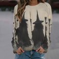 thumbnail image 2 of YUGYXL Halloween Sweatshirts for Women Witch Crewneck T Shirts Fall Cute Pumpkin Graphic Fleece Pullover Tops Khaki XXL, 2 of 4