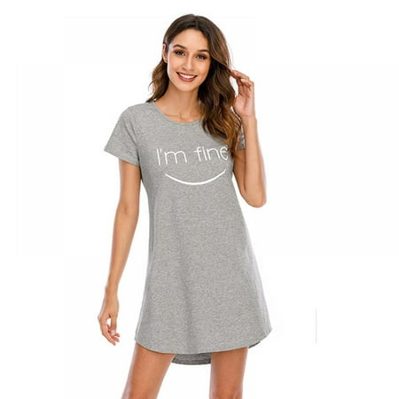 

Ladies solid color cute high quality cotton nightdress irregular tail casual plus size cartoon nightdress