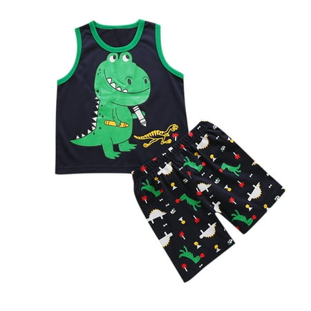 

Toddler Baby Boys Cartoon Dinosaur Printed Tops +Dinosaur Printed Shorts Outfit