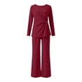 thumbnail image 6 of AnuYalue Women's Plus Size 2 Piece Outfits Long Sleeve Blouse and Pants Solid Loungewear Sets Travel Outfits, 6 of 9