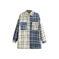 thumbnail image 5 of Seyurigaoka Women Juniors Shacket Plaid Turn-Down Collar Long Sleeve Shirt with Chest Pockets, 5 of 9
