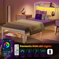 thumbnail image 5 of NISIEN Twin Size LED Bed Frame with Storage Headboard & Charging Station, Metal Platform Bed, White, 5 of 11
