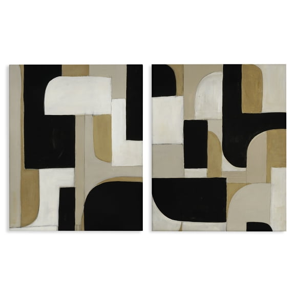 Stupell Industries Neutrals & Black Geometrics 2 Piece Canvas Wall Art Set, design by Kippi Leonard