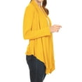 thumbnail image 2 of Moa Collection Women's Long Sleeve Draped Neck Open Front Waist Length Solid Cardigan, 2 of 4